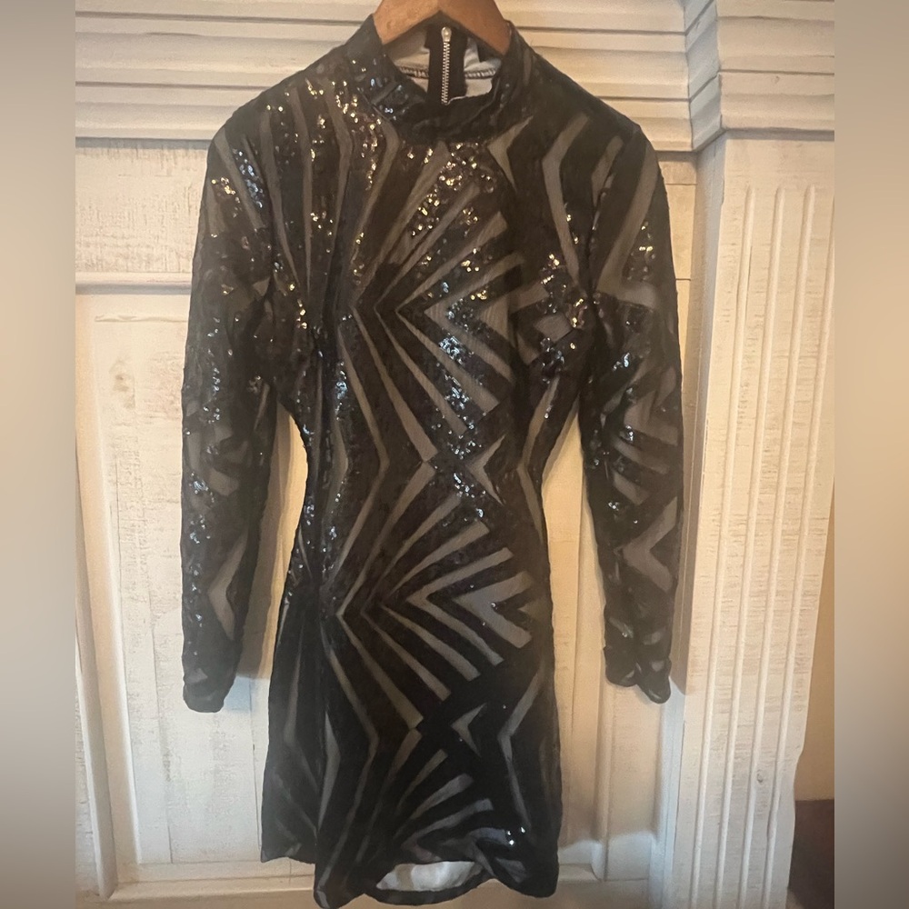 Elegant Black Sequin Dress